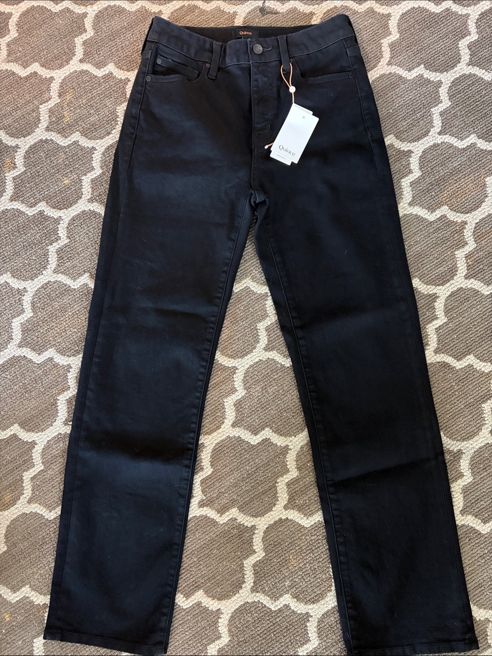 Quince Black Straight-Leg Denim Pants